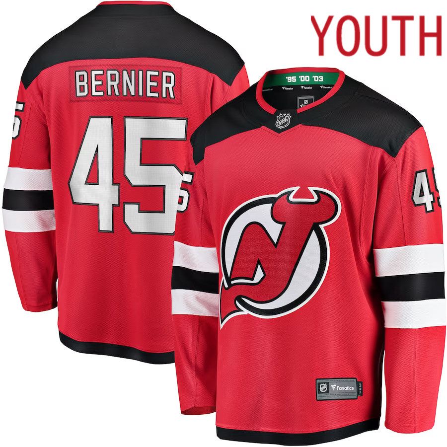 Youth New Jersey Devils 45 Jonathan Bernier Fanatics Branded Red Breakaway Player NHL Jersey